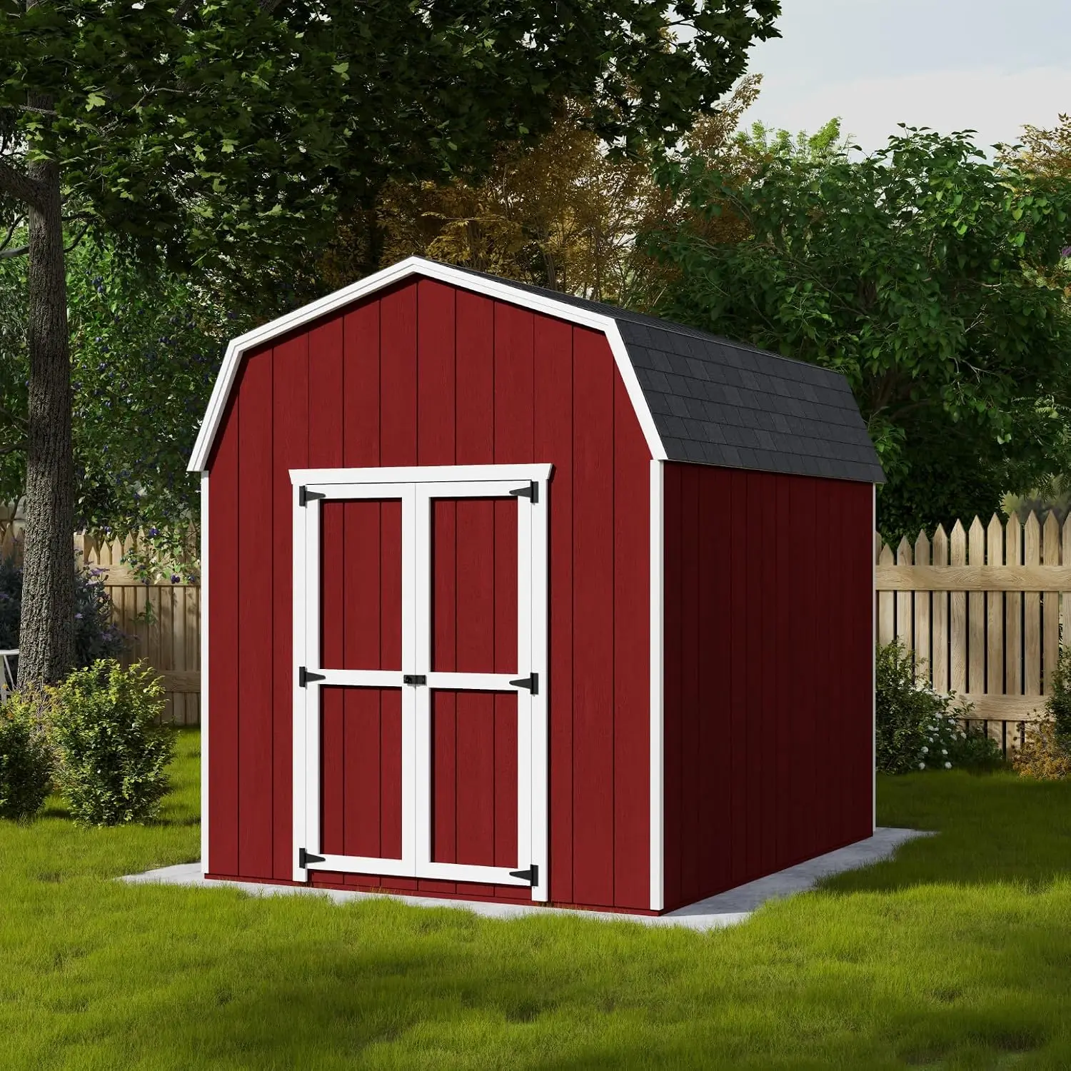 8x10 Wood Gambrel Barn Storage Shed with 6ft Sidewalls, Outdoor DIY Precut Kit, Customized
