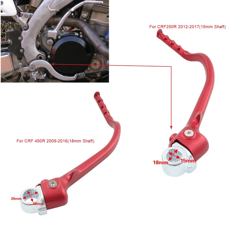 Red  Kick Start Lever Starter Bar For Honda CRF250R CRF 250R 2012-2017 15mm Shaft / for CRF 450R CRF450R 2009-2016 18mm Shaft