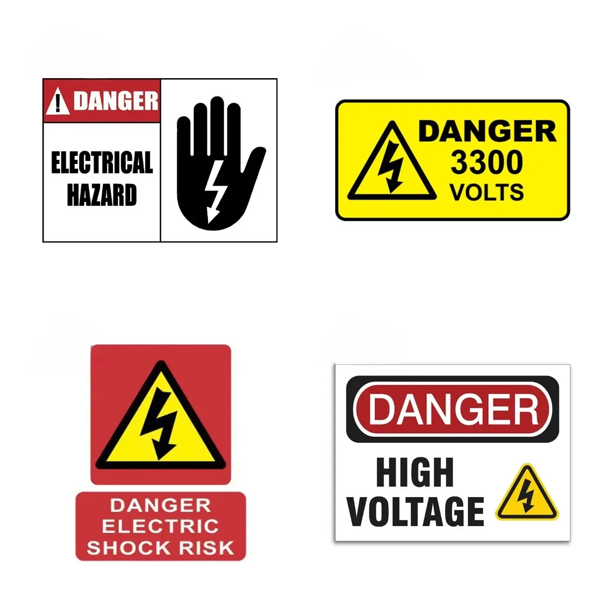 อันตรายจากไฟฟ้าช็อต สติกเกอร์เตือนภัย ติดกันชน แล็ปท็อป ตู้เย็น ประตู ป้ายเตือนความปลอดภัย สะท้อนแสง