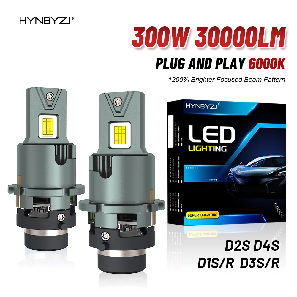 HYNBYZJ 300W D2S D4S LED Car Headlight Bulb HID 30000LM D1S D3S D5S  Canbus D1R D2R D3R Xenon Bulbs Turbo Car Lamp Plug&Play