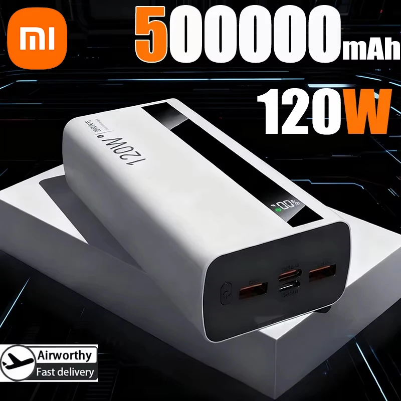 Xiaomi 500000mAh High Capacity PowerBank 120W Super Fast Charging Portable External Battery Powerbank For Iphone Samsung Huawei