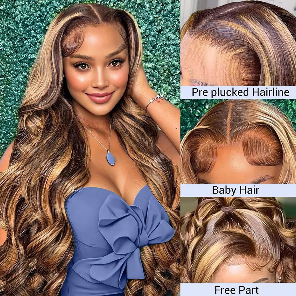 Pelucas De Cabello Humano Con Reflejos De Color 13X6 Para Mujer, Pelucas Brasileñas Transparentes Hd P4/27 Rubias Pre-Arrancadas, Peluca Frontal De Encaje Con Ondas Corporales De 18-46 Pulgadas — -69%, 136.24€ Coupon, from 58.39€ – 69% descuento – €58.39