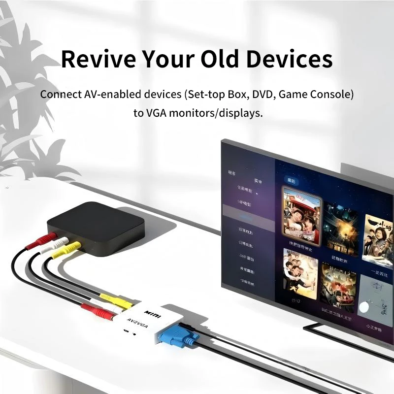 RAMMIND AV to VGA Converter 1080P AV2VGA Adapter RCA to VGA Video Converter for Monitor TV Box DVD - view 4