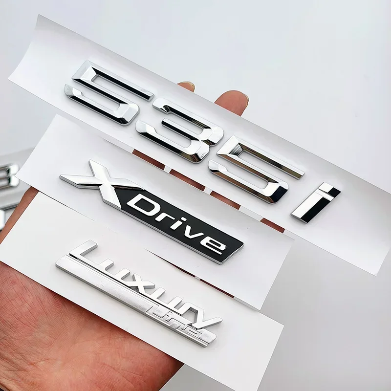 ABS 3D Chrome Car Trunk Letters 528i 535i 540i Luxury Line Xdrive Emblem Logo Sticker For BMW E60 E34 F10 G30 E39 Accessories