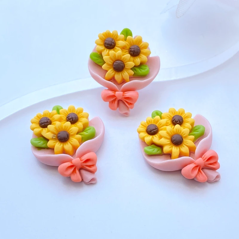 6/12Pcs New Cute Mini Simulated Bouquet/Flower Flat Back Resin Cabochons Scrapbooking DIY Jewelry Craft Decoration Accessories