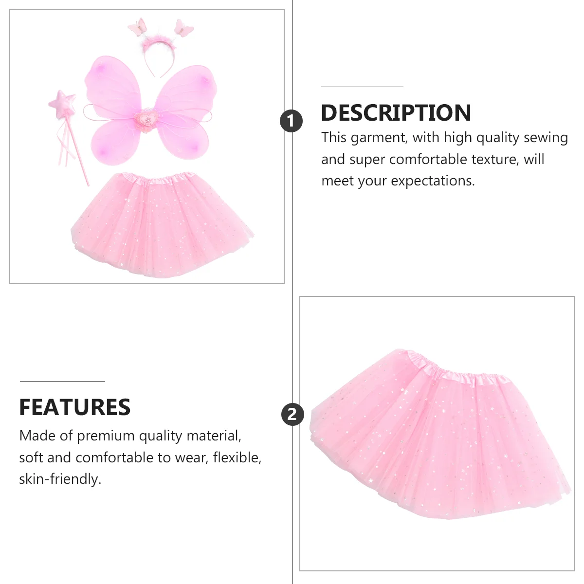 Butterfly Wings Four Piece Set Kid's Cosplay Dress Performance Girls Kit Gauze Short Halloween Costumes