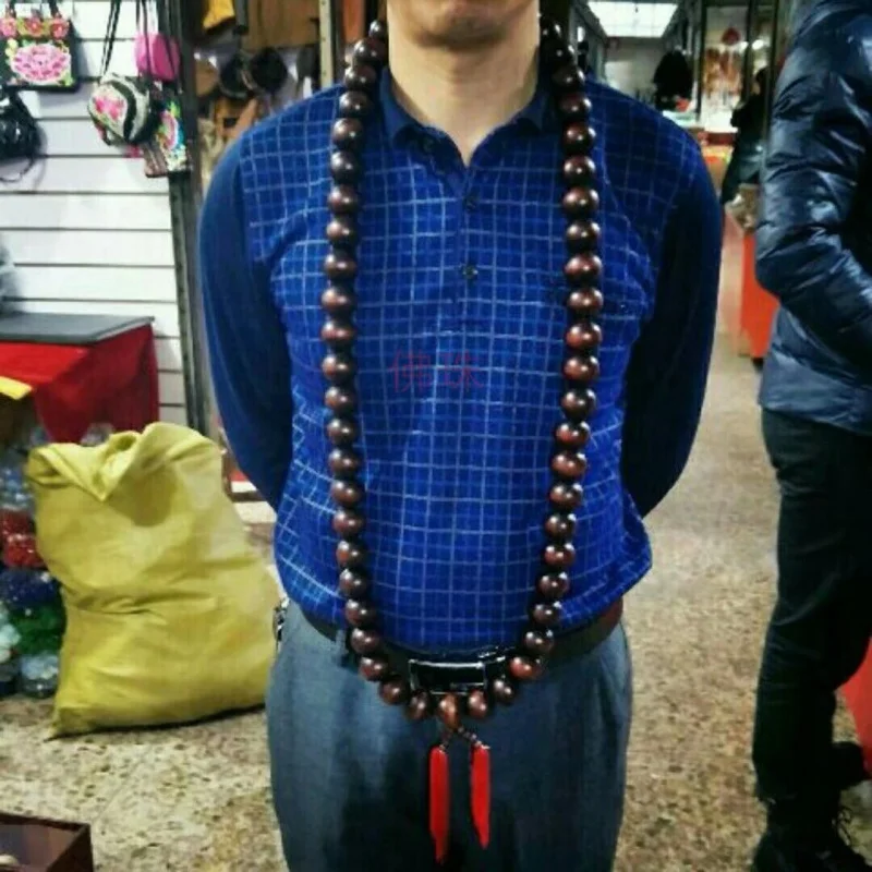 Genuine Goods Pterocarpus Santalinus 108 Men and Women Wear 20mm Buddha Beads Rosary Long Necklace 40mm Rosewood