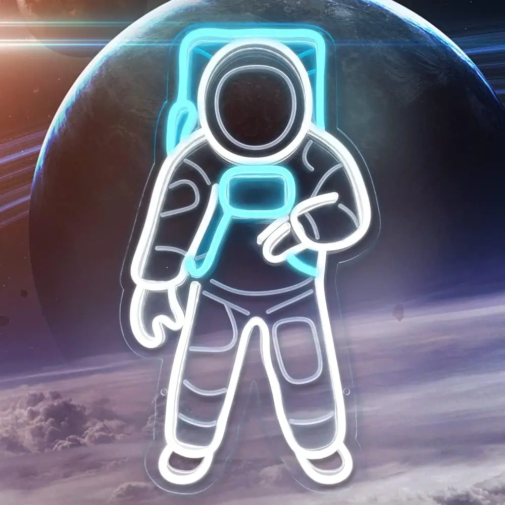 Astronaut Neon Sign LED Neon Light Dimmable for Space Theme Bedroom Room Man Cave Space Theme Party Wall Decor Birthday Gifts