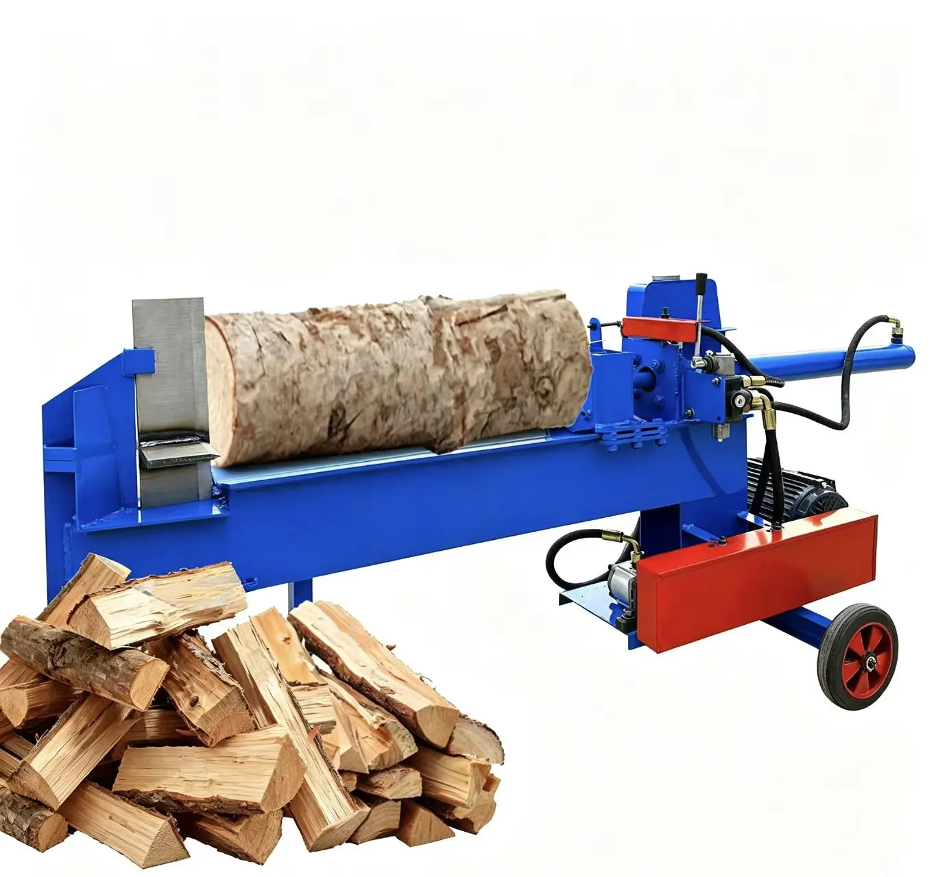 Heavy‑Duty Firewood Cutter Log Splitter Electric Horizontal Low‑Maintenance Timber Splitter for Home Courtyard Farm Work