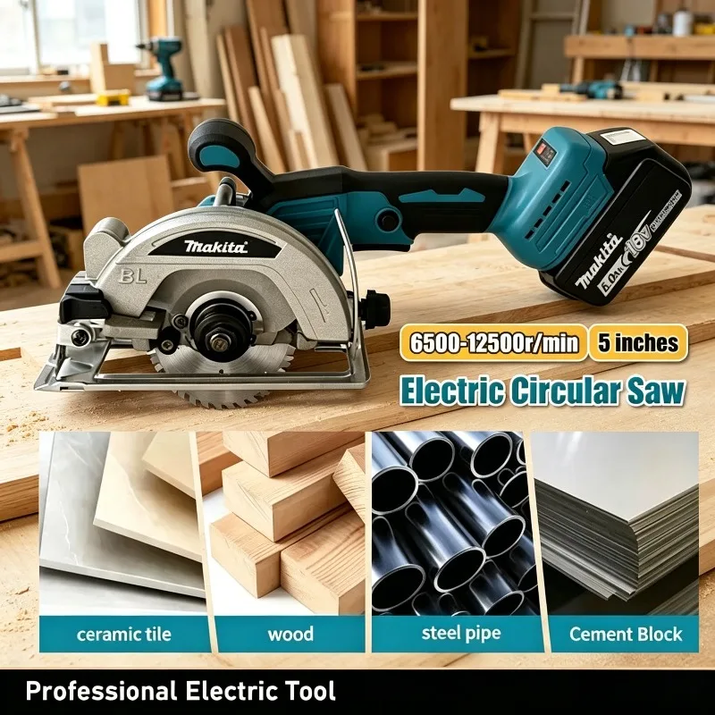 

Makita Handheld Multifunctional Cordless 5 Inch Brushless Electric Circular Saw Wood Metal Cutter Power Tool For 18V Battery