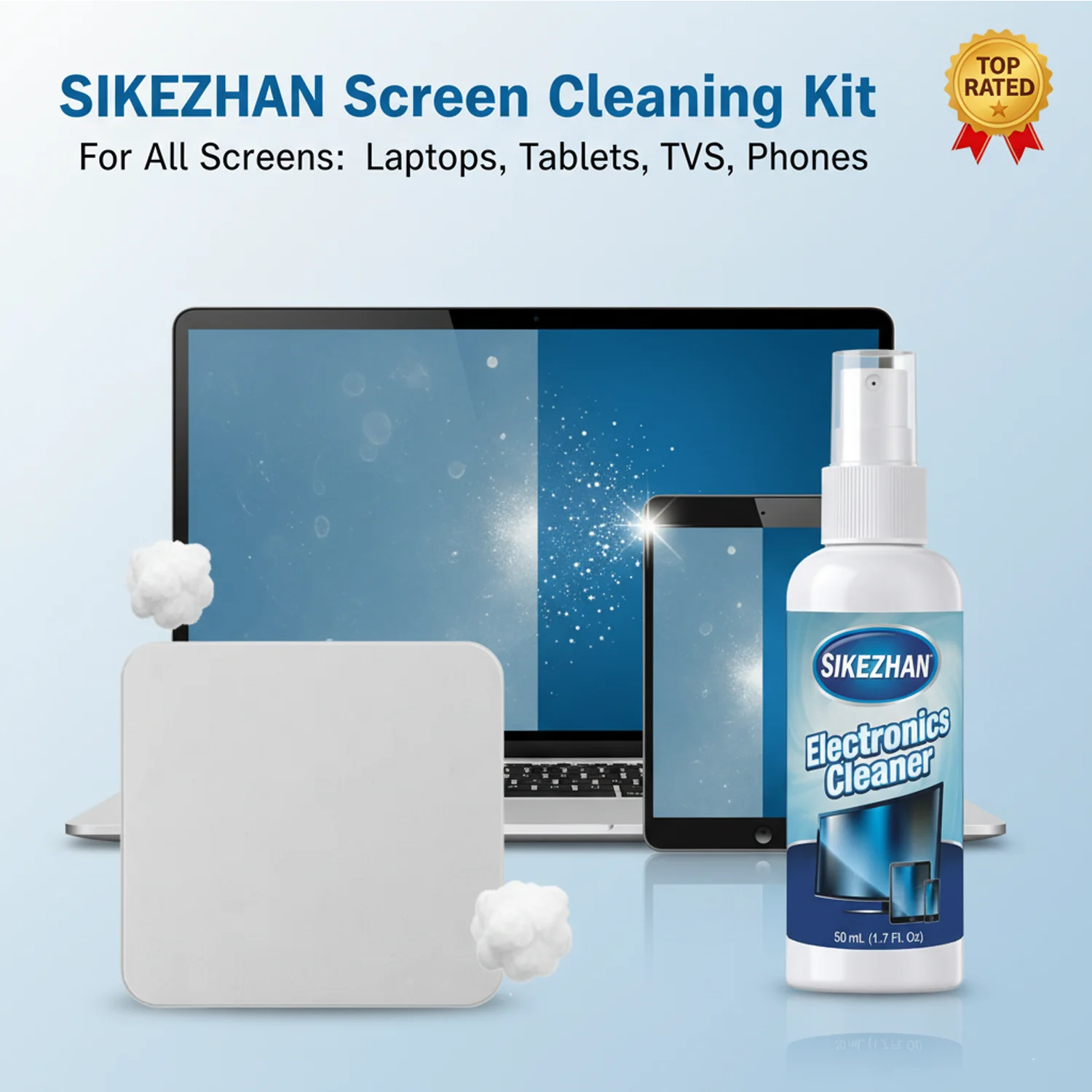 Screen Cleaner Spray and Wipe Kit-Safe for LED,LCD,OLED,Smart TV,Monitor,Laptop,Computer,Car Display-with Screen Cleaning Cloth