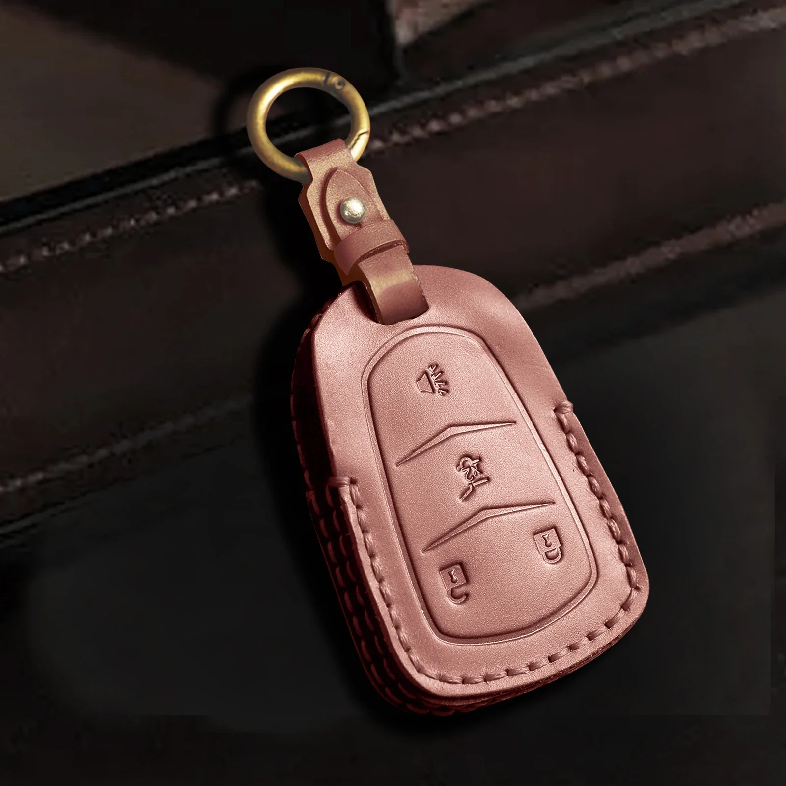 

New Handmade Leather Car Remote Key Cover Case Bag Fob Shell Protection For Chrysler PACIFICA Mini Van 2017 2018 2019