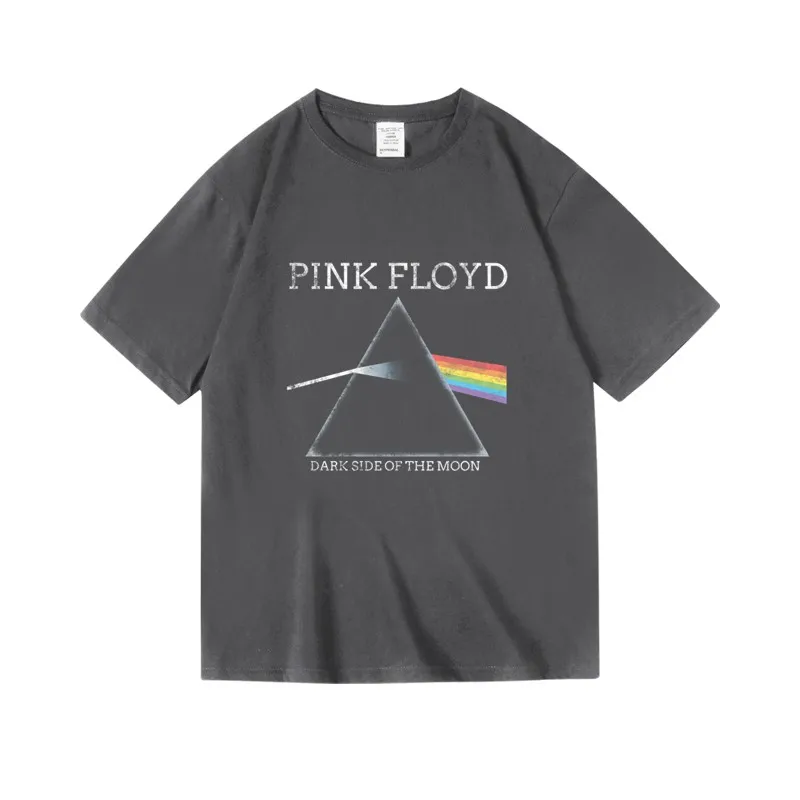 تي شيرت Pink Floyd Dark Side Of The Moon تي شيرت جرافيك عتيق للجنسين كبير الحجم من القطن الهيب هوب ملابس الشارع الشهير للرجال والنساء