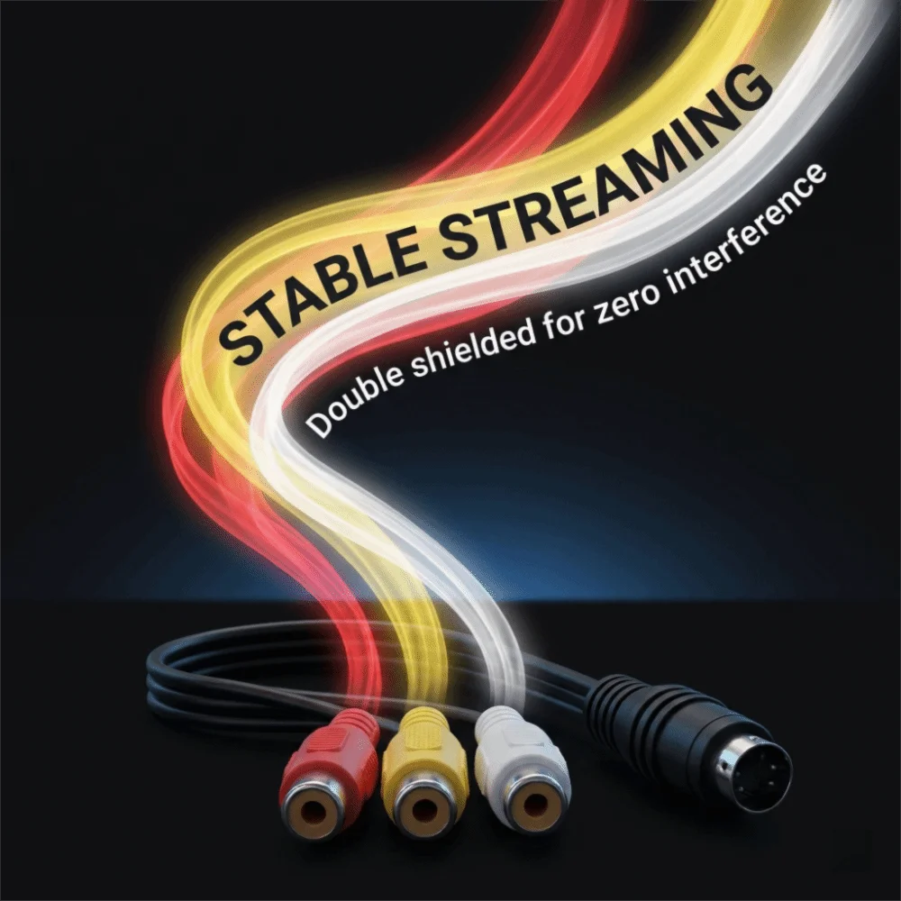 Double Shielding S Video Flexible Plug and Play 4 Pin Male to 3RCA Female Cable Red Yellow White 1.0ft Extension Cord DVD Player