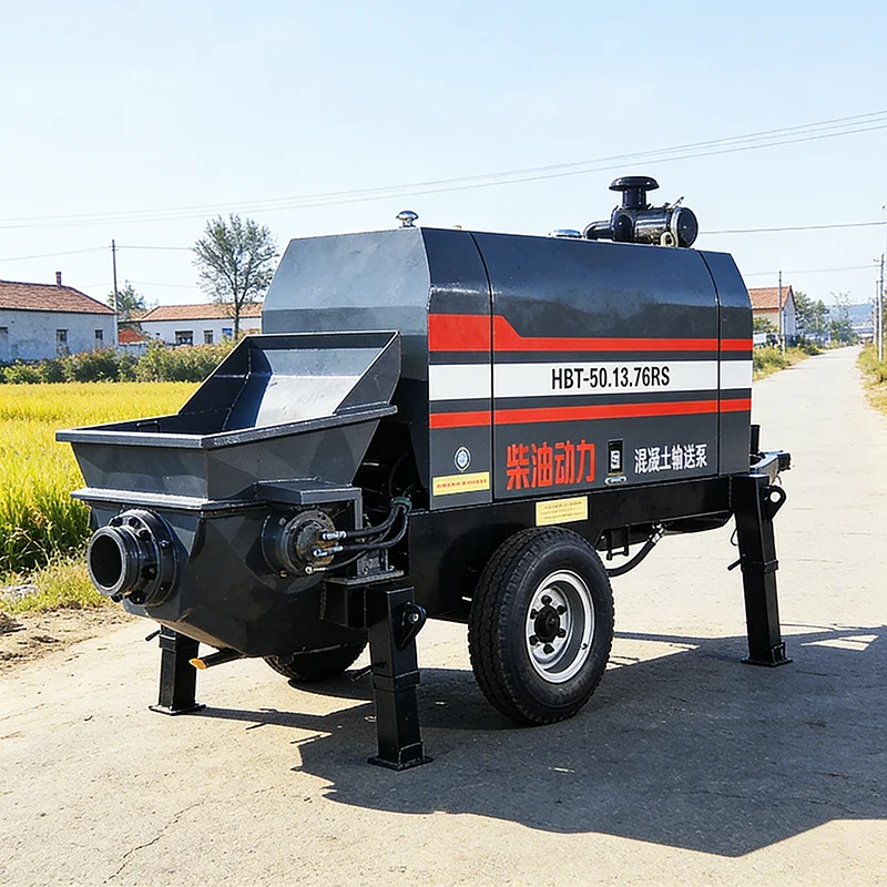 Portable Trailer Concrete Pump,Diesel Engine,For Mountain Construction,Dustproof Design,High Env Adaptability