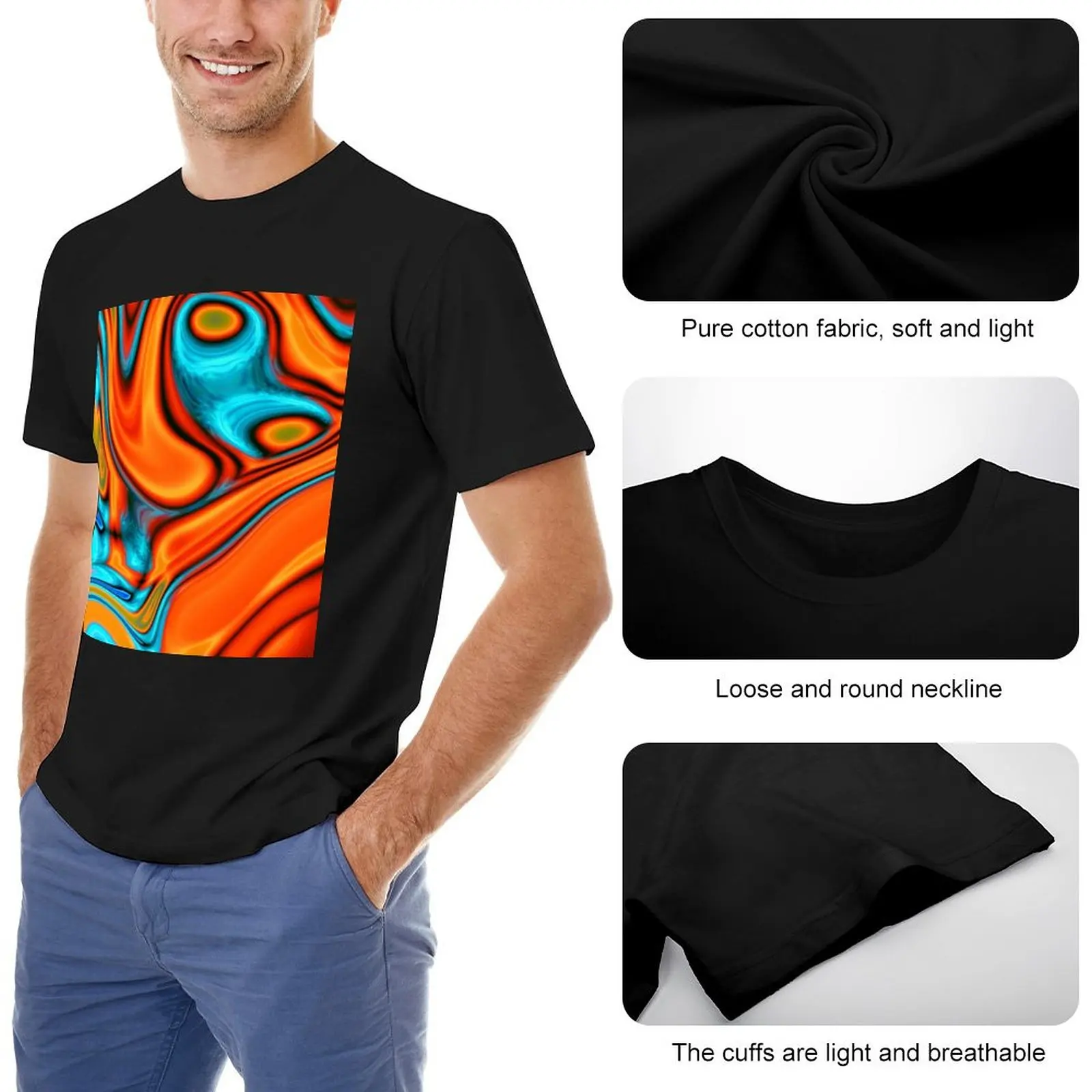 vivid modern Southwest hipster turquoise orange swirls T-Shirt t-shirts man sports fan t-shirts Aesthetic clothing T-shirt men