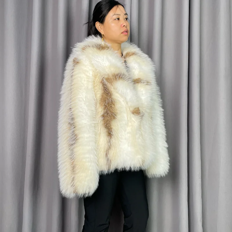 고품질 겨울용 친환경 여우털 모조 털 여성 코트, 유행하는 새로운 스타일, 플러스 사이즈 맞춤 제작 가능