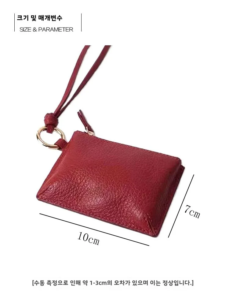 South korea  Ethos Card Holder 2024 New Cowhide Exquisite Coin Purse Red Accessories Pendant Hanging Neck Small Bag