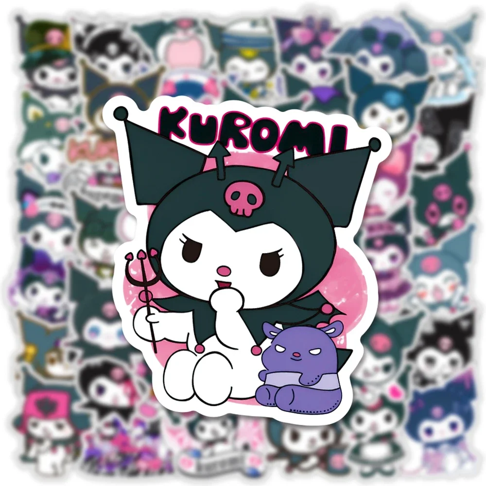 50 قطعة ملصقات Kuromi مضحك الكتابة على الجدران الشارات البلاستيكية الديكور اللعب DIY Firdge الهاتف الأمتعة السفر سيارة لطيف ملصق الاطفال هدية #1