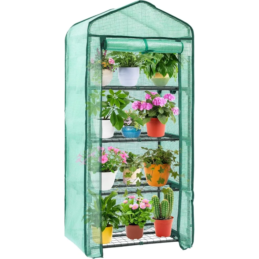 Mini Greenhouse for Indoor Outdoor, Small Plastic Plant Green House 4-Tier Rack Stand Portable Greenhouses