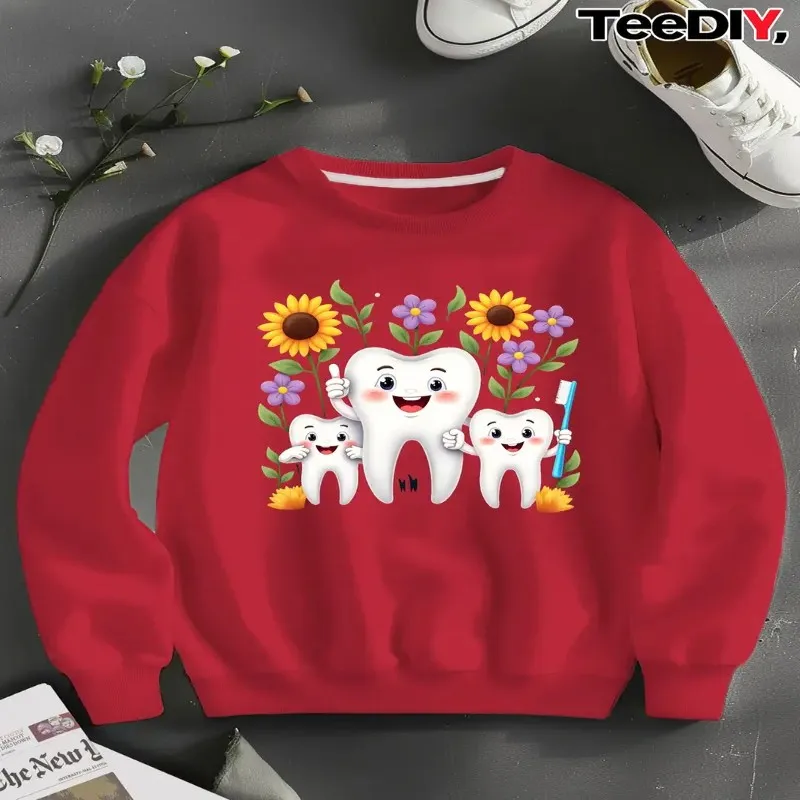 

Осень-зима женский плюс размер женский свитшот одежда оверсайз милый стоматологический графический художественный дизайн удобный длинный рукав с круглым вырезом