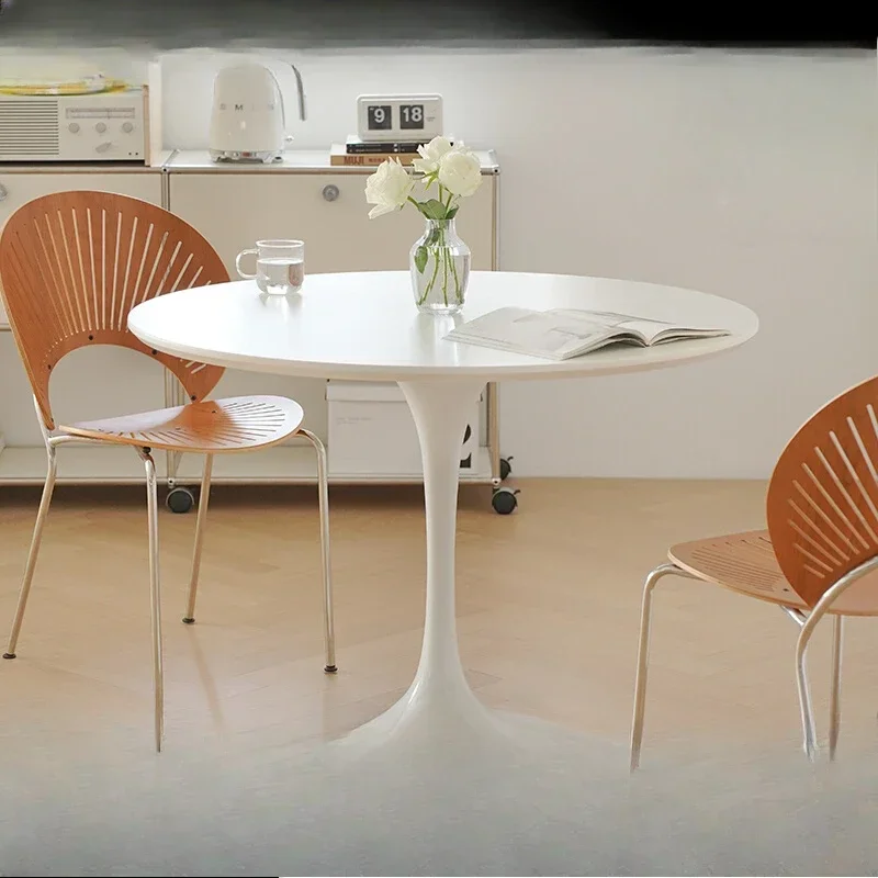 

Nordic tulip round table modern simple white dining table household small apartment rock slab dining table