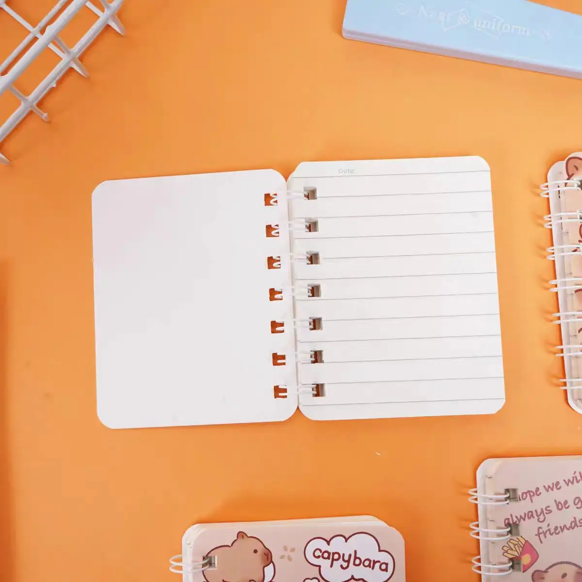 Cute Capybaraa Stronaut Spiral Notebook A7 with Perforated Pages - Animal Theme Mini Journal for Notes and Meetings Binder Note