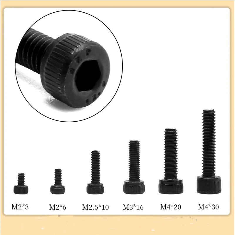 

10/50PCS Screws Allen Head Screw M2 M3 M4 M5 Carbon Steel Black Hexagon Bolt with Cylindrical Head Screw For Household Tools