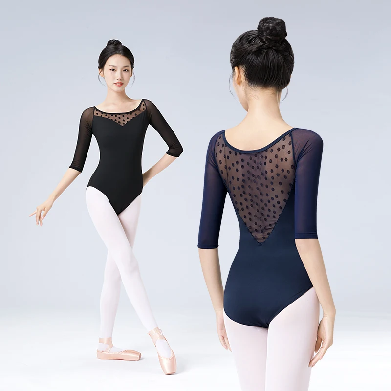 justaucorps-de-danse-en-maille-pour-femmes-adultes-manches-3-4-pour-entrainement-de-danse-et-gymnastique