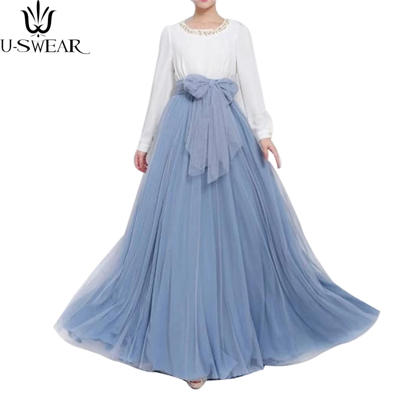 Bridesmaid Tulle Skirts Puffy High Waist A-line Long Mesh Skirt Ball Gown Floor Length Fashion Evening Party Maxi Tutu Skirts