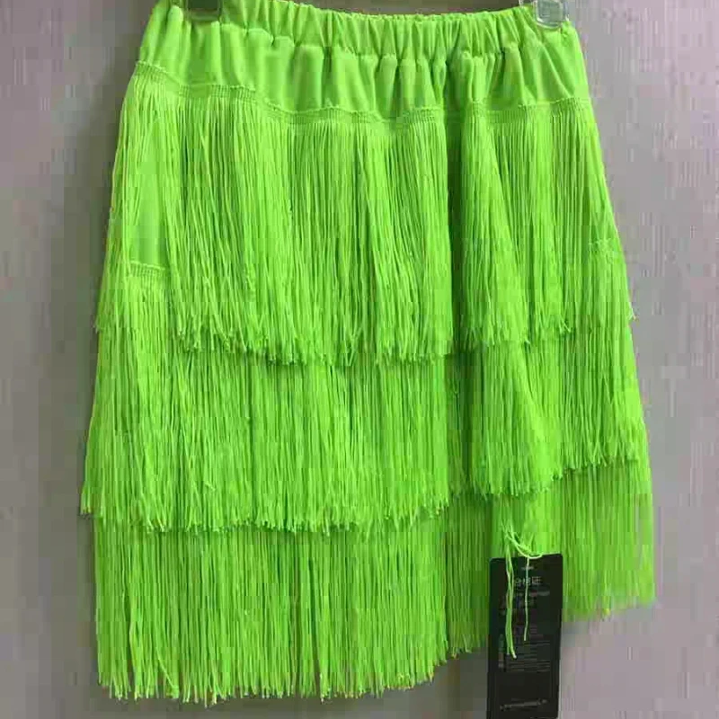 Adult Latin Dance Wear Fringe Bodycon Skirt Women's Cha-Cha Practice Wear Bottom Fringe Moves With Dance Steps Fits Waist&Hips