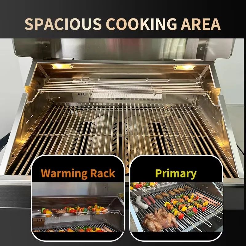 Premium Modern Stainless Steel 6-Burner Outdoor Gas Grill with Electronic Ignition