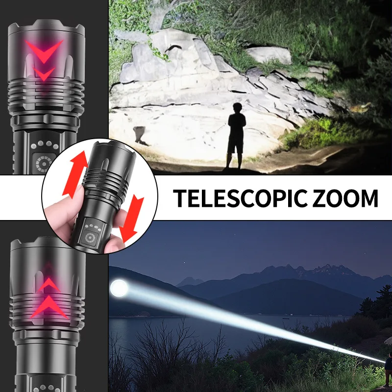 Senter LED Super Terang 2025 Senter Taktis Terang Dapat Diisi Ulang Lampu Portabel Lampu Camping Luar Ruangan