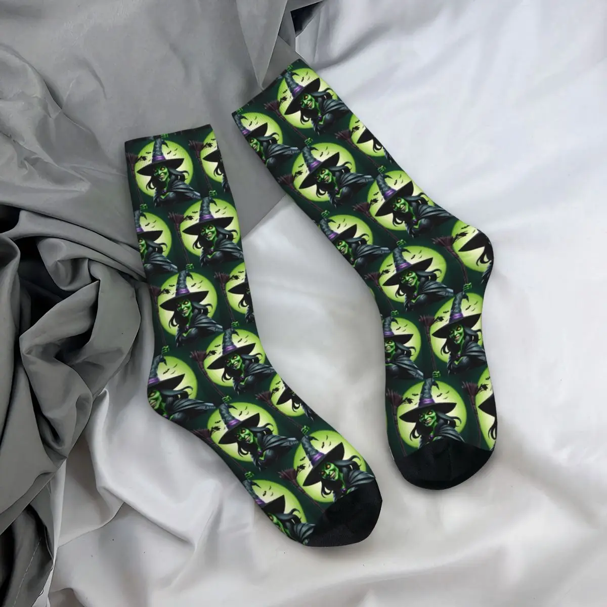 Wicked Witch Under The Full Moon Socks Harajuku Sweat Absorbing Stockings All Season Long Socks for Man Woman's Birthday Present