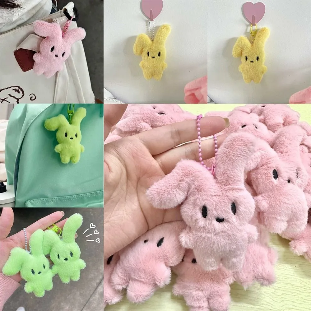 Kid Gift Rabbit Plush Toy Keychain Sweetheart Pink Kawaii Cartoon Keychain Fluffy Cute Couple Keychain Backpack Car Key Pendant