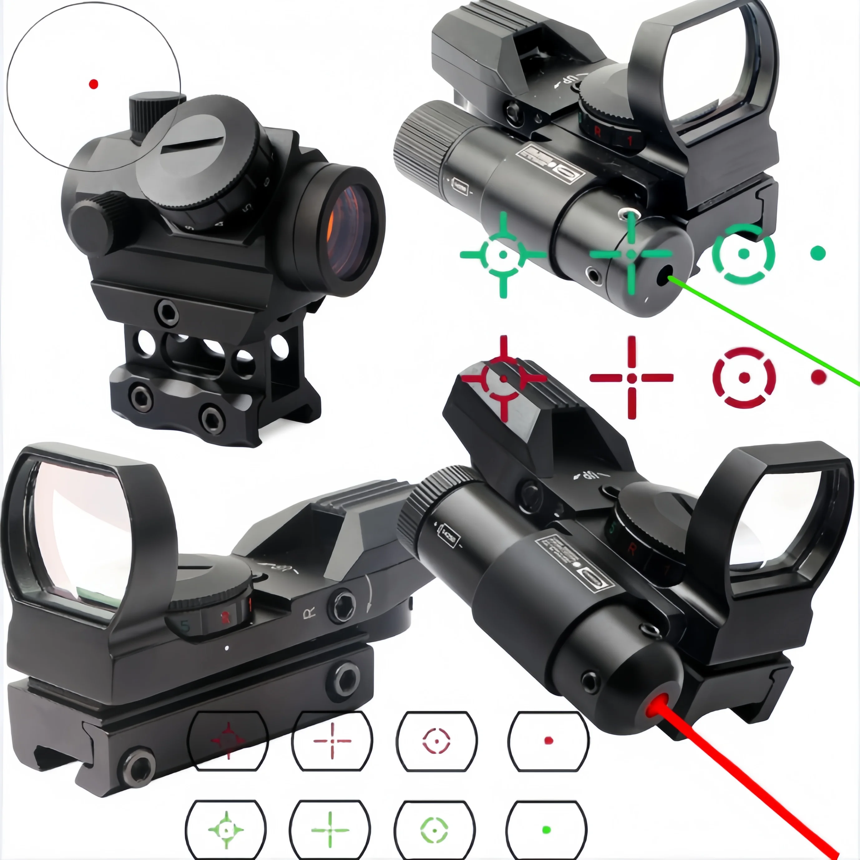 

1X22X33 мм красный зеленый точечный прицел рефлекторная оптика винтовки с лазерным охотничьим прицелом коллиматор с дистанционным переключателем 20 мм рельс
