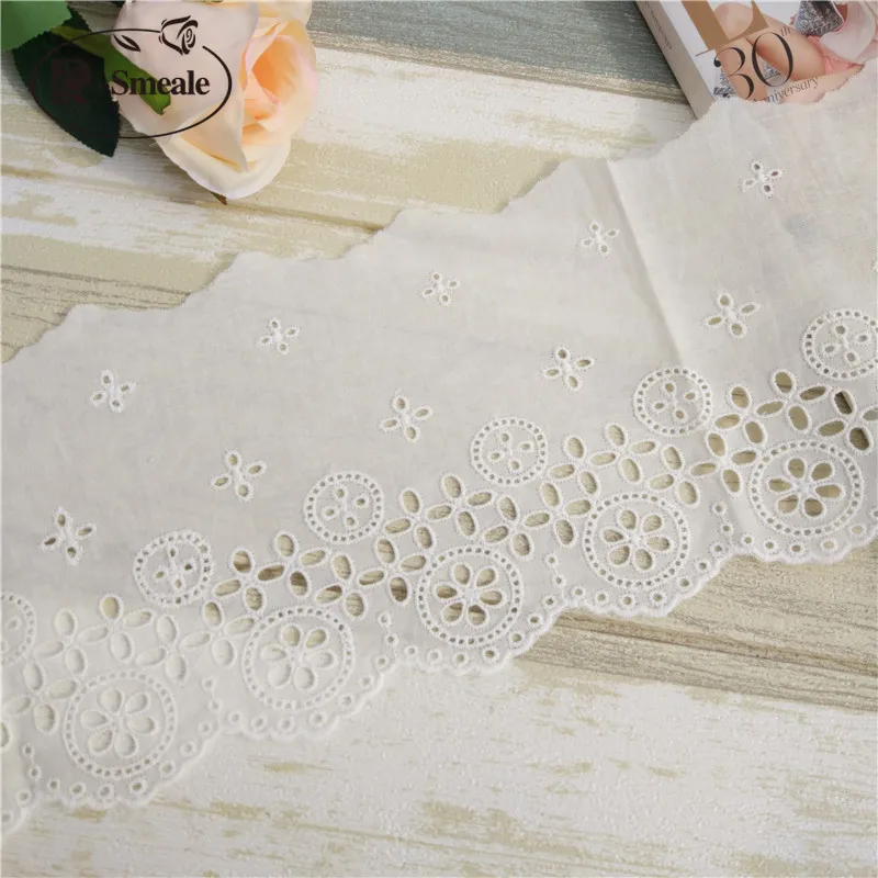 Cotton Embroidered Lace Trim, Pastoral Flower, DIY Clothing, Decorative Lace, Sewing Accessories, Skirt Lengthened, Width 14cm