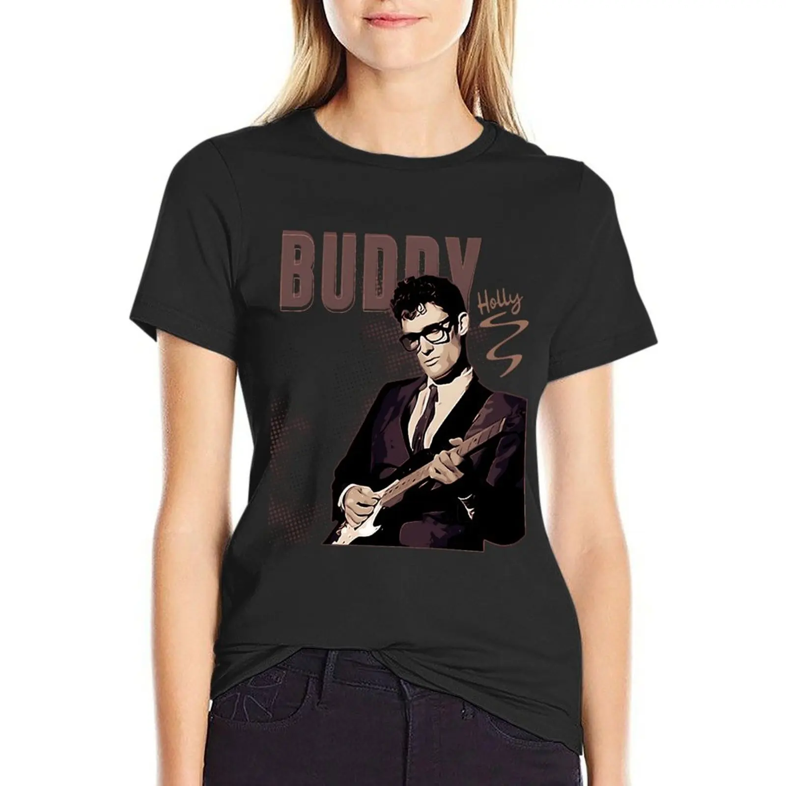 

Buddy Holly Bron Vintage T-Shirt vintage clothes blanks black t shirts for Women