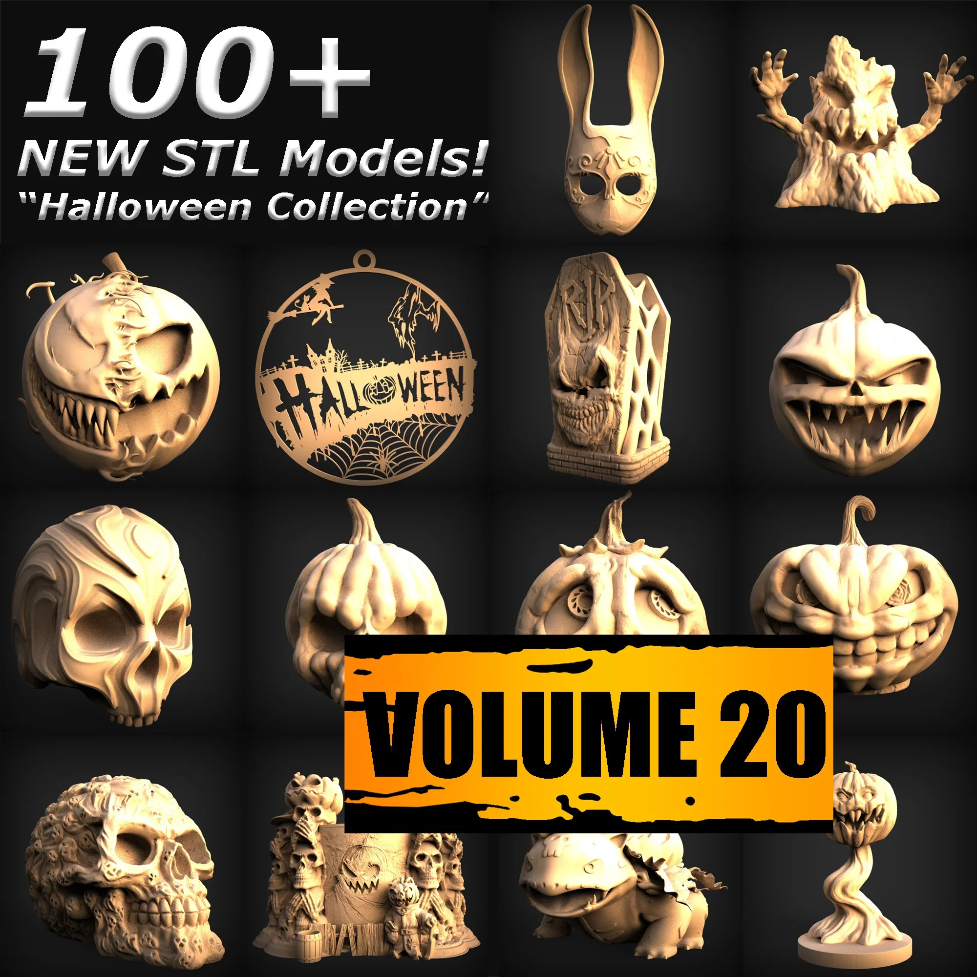 Halloween STL File Collection 3D Models for 3D Printers and CNC