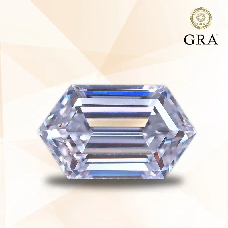

NEW Moissanite Stone Long Hexagon Shape White Color Special Cut Charm Bead for DIY Jewelry Making Rings Selectable Certifica