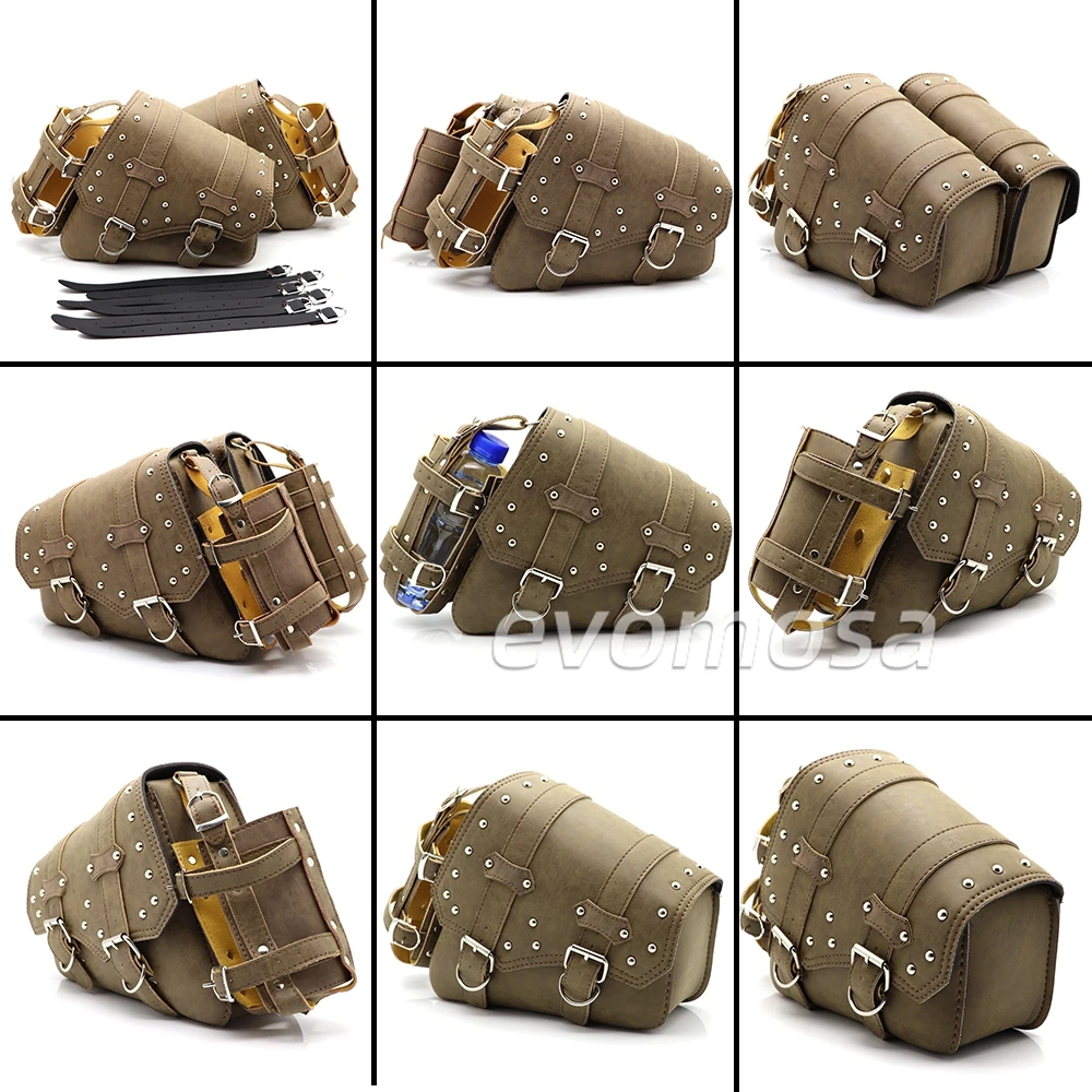1 Pair Universal Motorcycle PU Leather Saddlebags Side Tool Pouch Bag Luggage Saddle Bag For Harley Sportster XL 883 1200 48 72