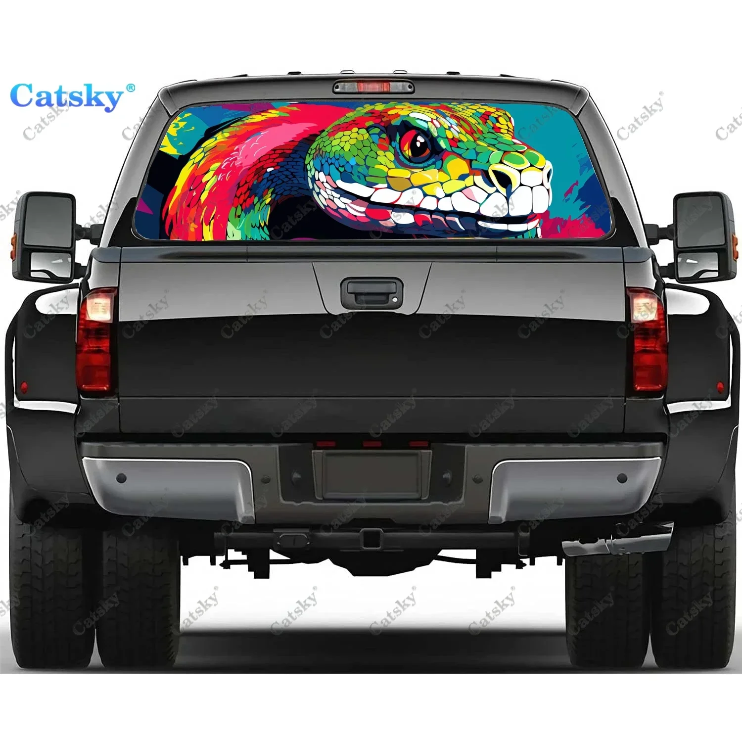 

Animal - Snake Graphic Rear Window Decal Fits Pickup,Truck,Car Universal See Through Perforated Back Window Vinyl Sticker