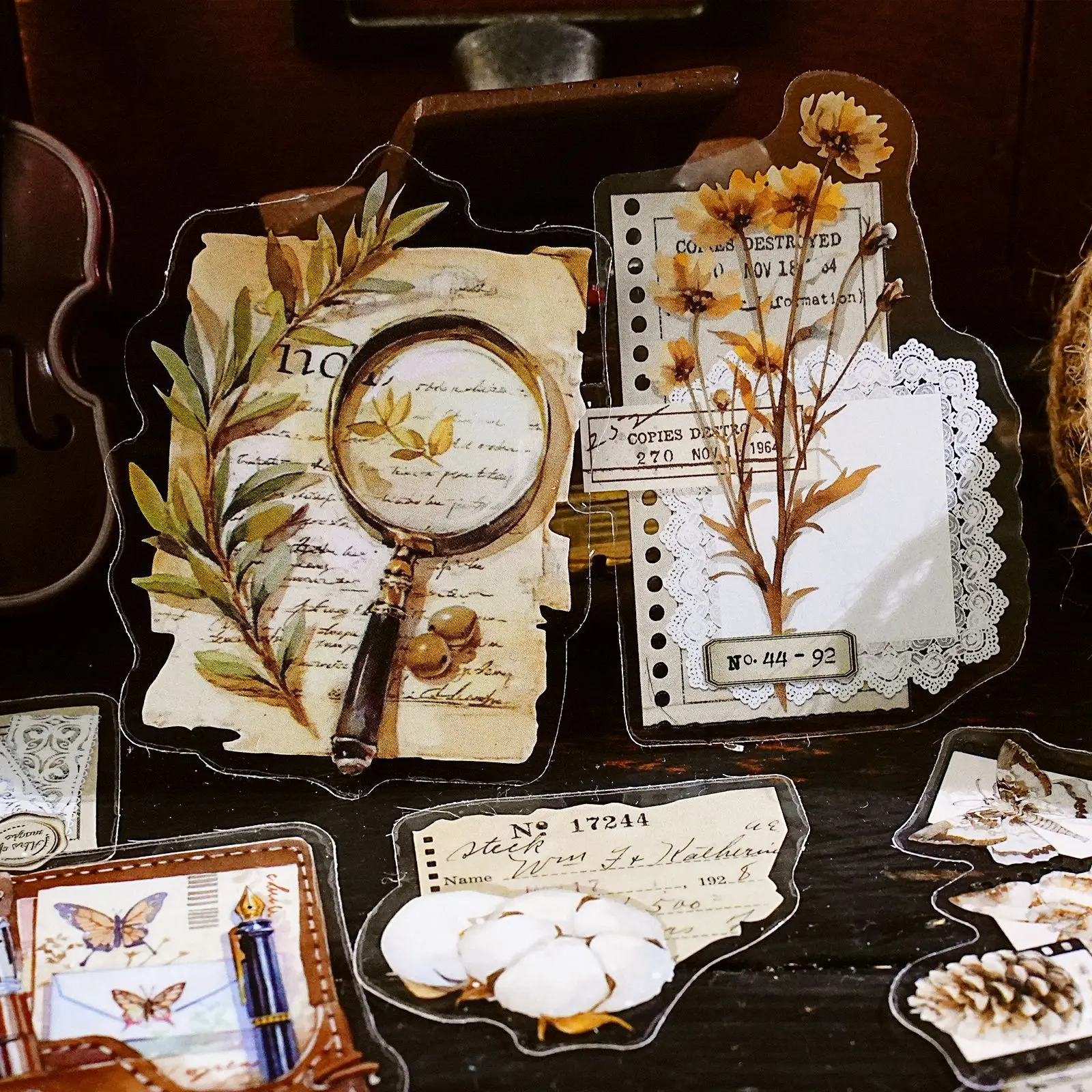 

Pick Up Light Chapter Series Vintage Plant Flower Label Landscape PET Sticker Creative DIY Journal Material Collage Stationery