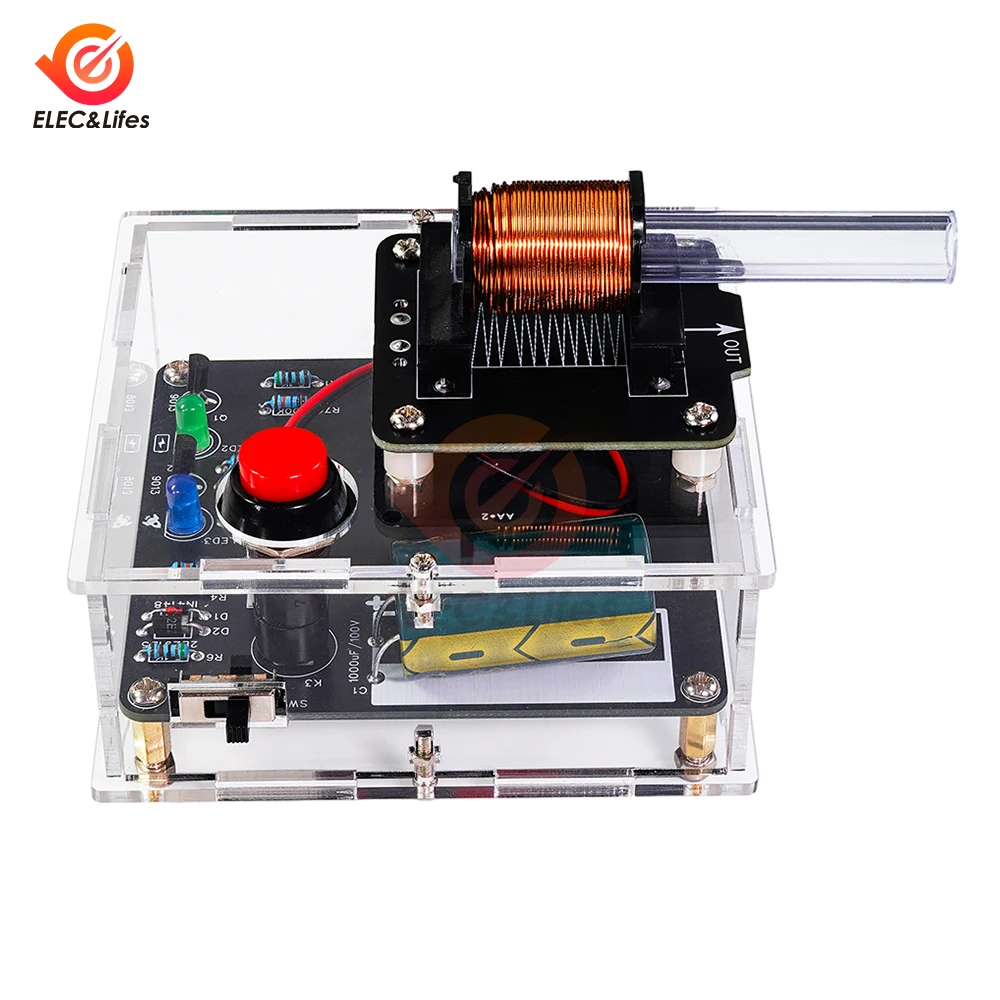 DIY Electronic Kit Coil Booster Module Circuit Making Acrylic Case Without Battery High Voltage Electromagnetic Gun DC 3V