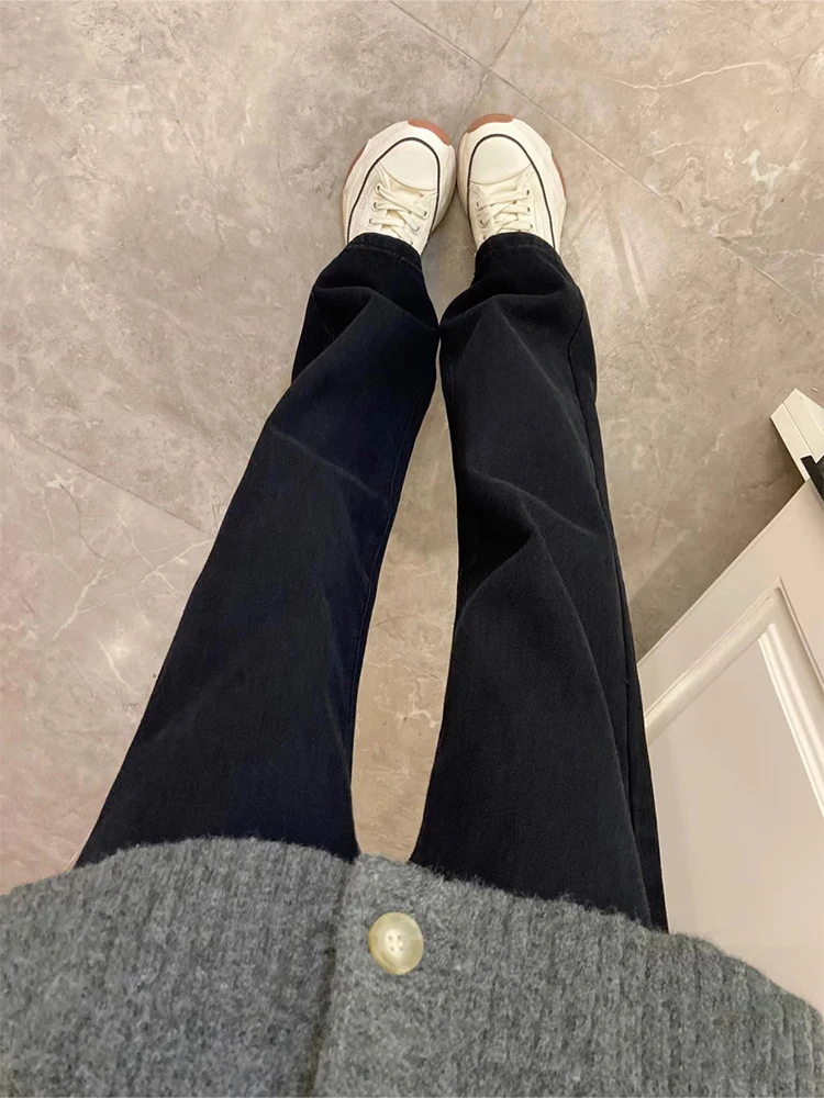 جينز نسائي عالي الخصر مستقيم الساق من بلا، موديل جديد للخريف والشتاء، نحيف وفضفاض، مقاس صغير ومقاس كبير، إصدار ضيق