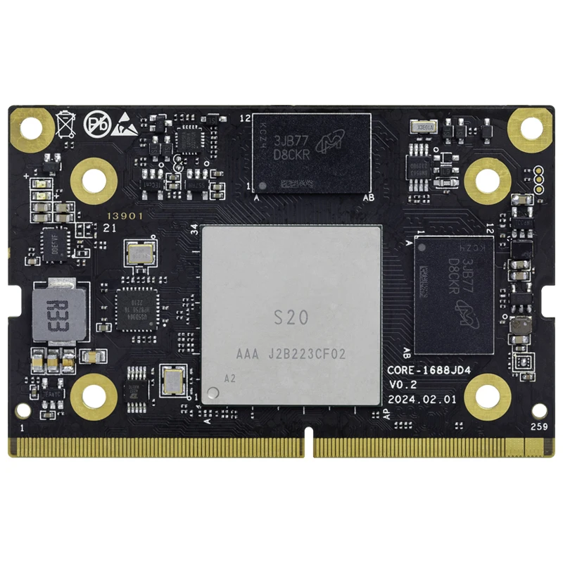 Core-1688JD4 16T AI Core Board powered by the SOPHON octa-core AI processor BM1688, delivering up to 16 TOPS of INT8