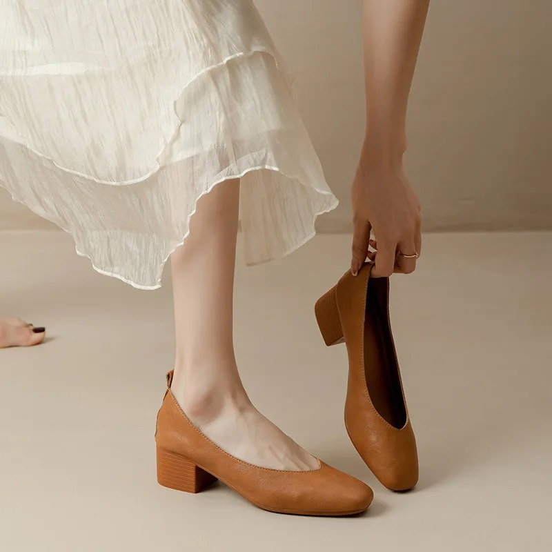 

Simple Single Shoes for Women In Spring and Autumn 2024 New Pointy Shallow Mouth Soft Leather Versatile High Heels for Women's