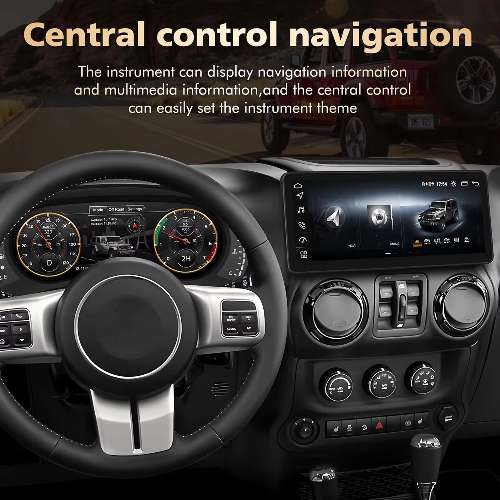 

12,3-дюймовая приборная панель с цифровым кластером для Jeep Wrangler JK 2011-2017, спидометр на приборной панели, поддерживает Plug and Play