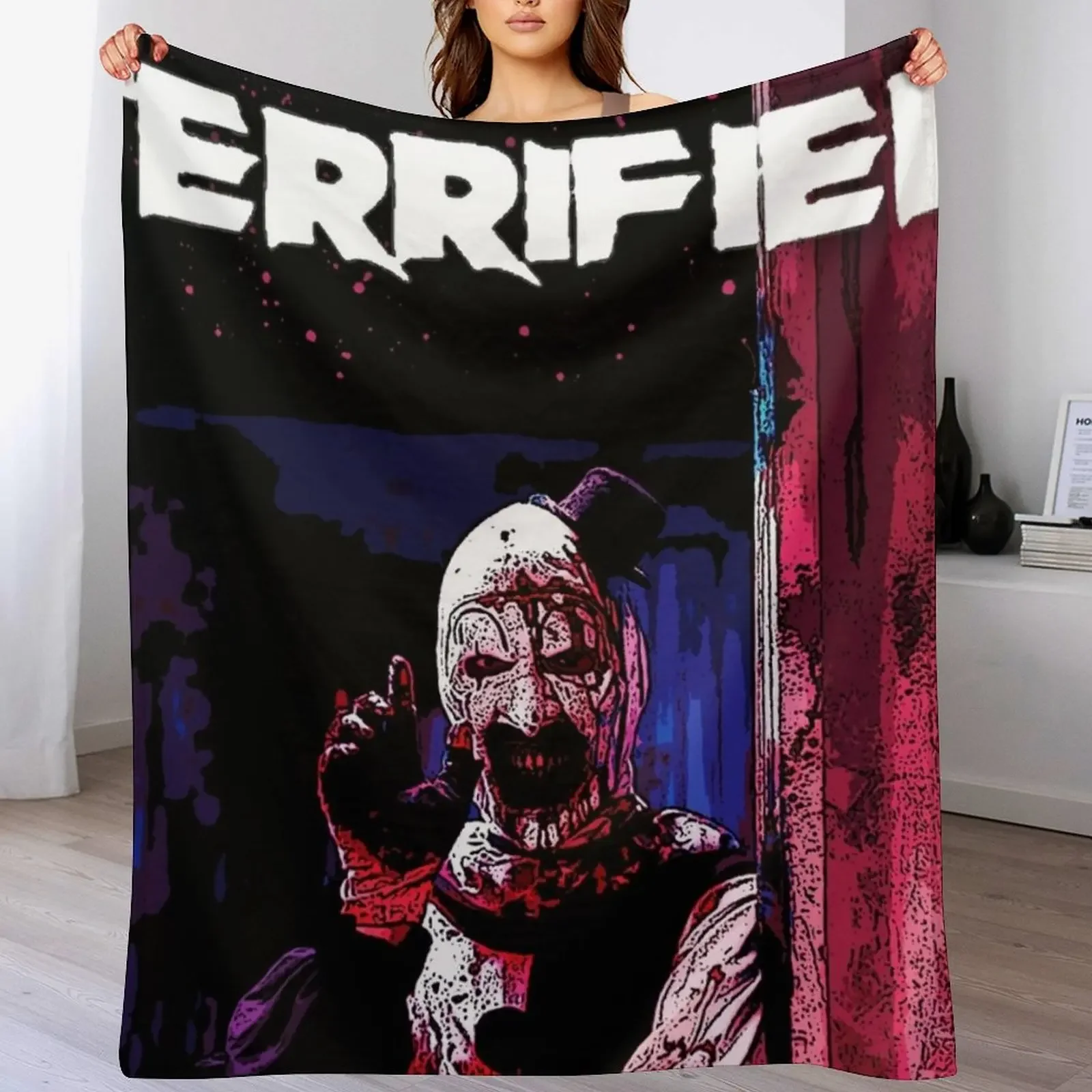 Terrifier Throw Blanket Shaggy Furry Soft Blanket for Bedroom Living Room
