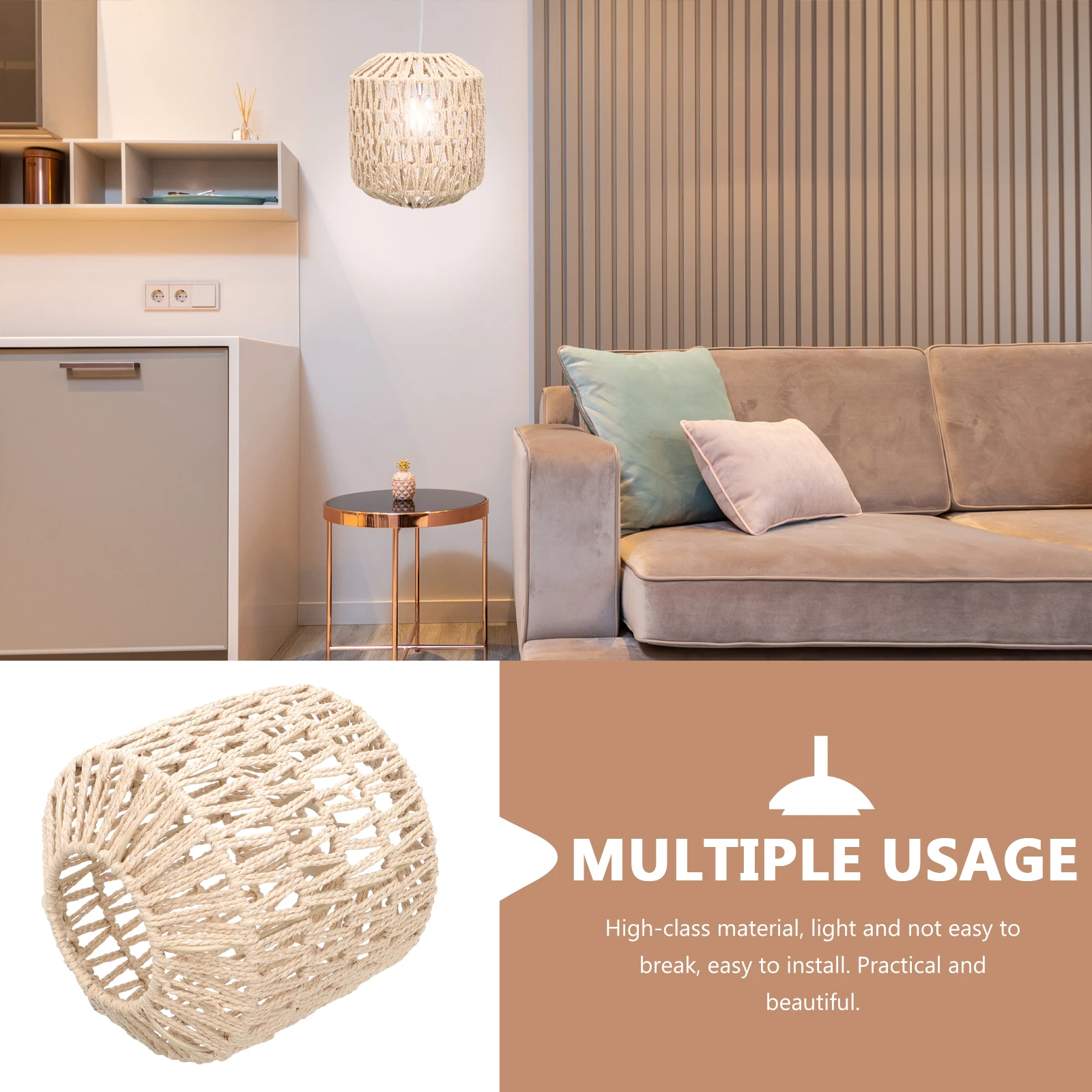 

Rattan Lampshade Woven Vintage Style Imitation Rustic Light Cover Decorative Ceiling Home Kitchen Bedroom Café Bar Hotel